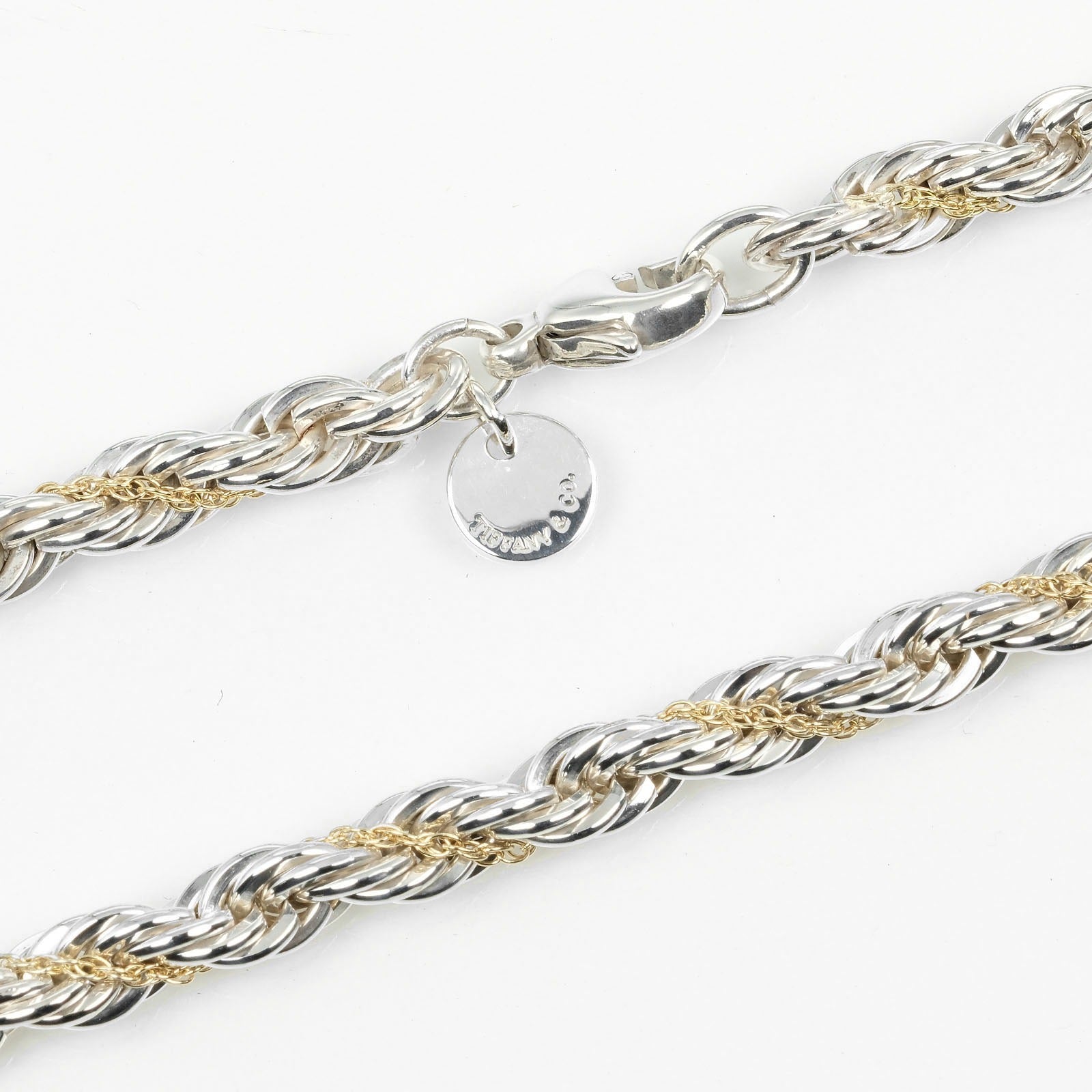 Tiffany & Co Twisted Chain Combi, Silver, Yellow Gold, necklace