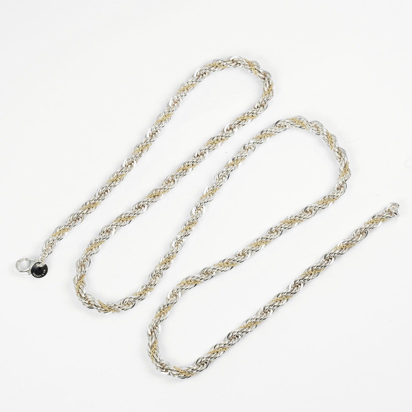 Tiffany & Co Twisted Chain Combi, Silver, Yellow Gold, necklace