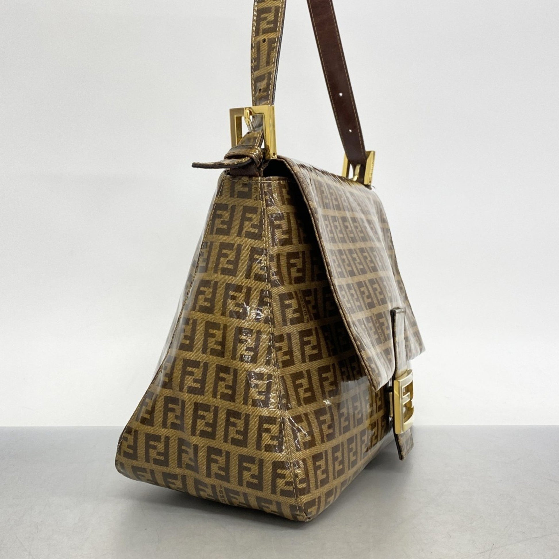 Fendi Mamma Baguette, Brown, Canvas, handbag