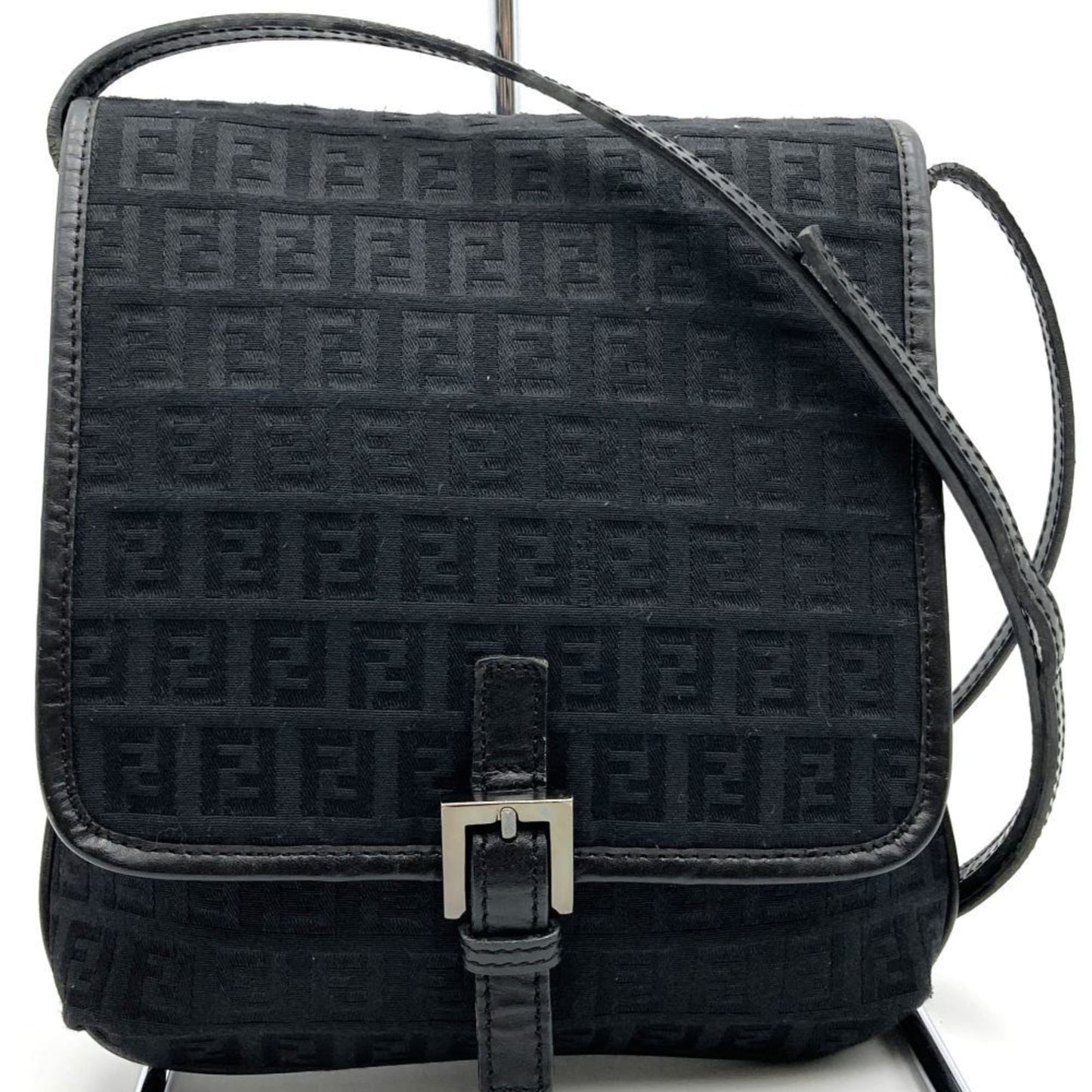 Fendi Zucchino, Black, Canvas, shoulder