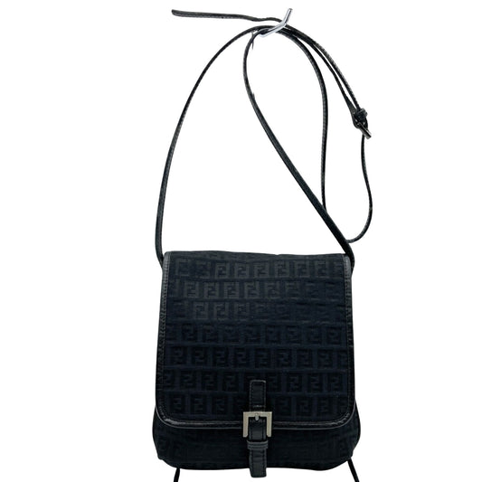 Fendi Zucchino, Black, Canvas, shoulder