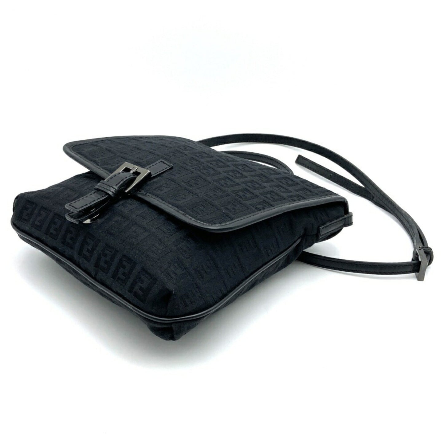 Fendi Zucchino, Black, Canvas, shoulder