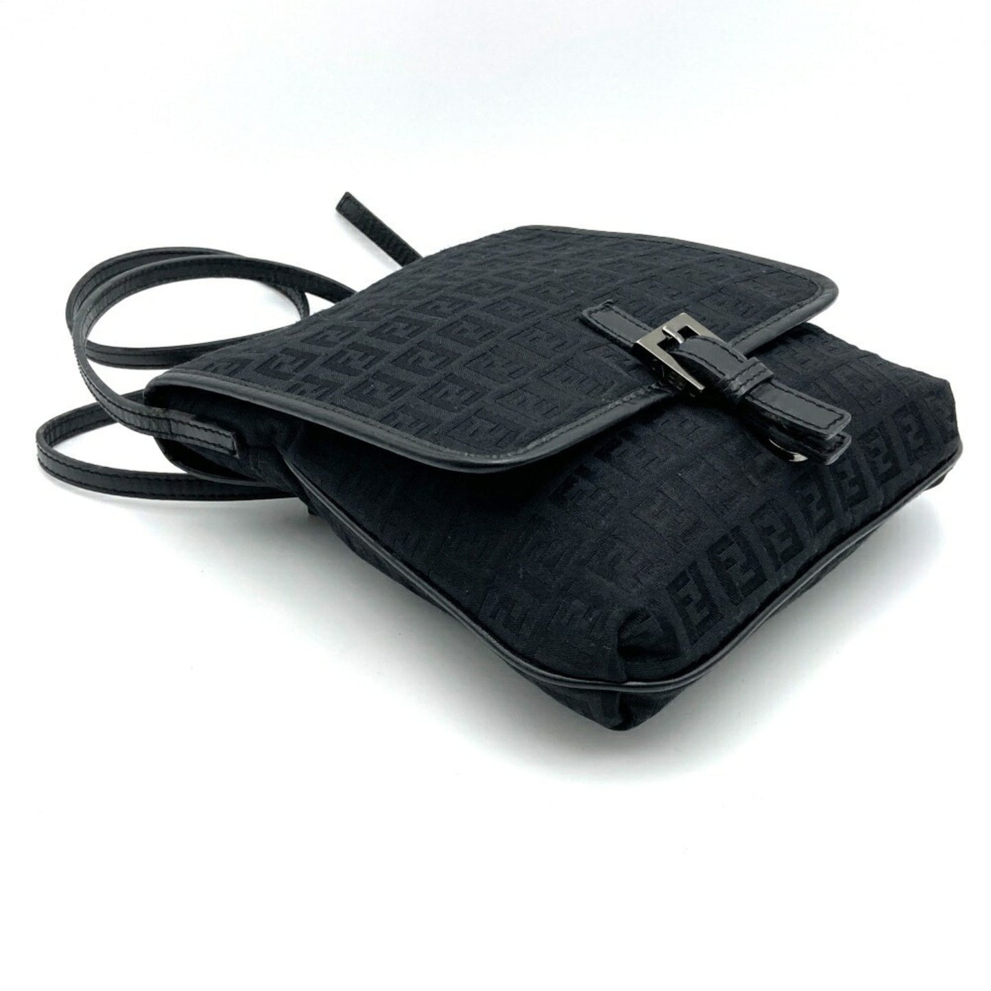 Fendi Zucchino, Black, Canvas, shoulder