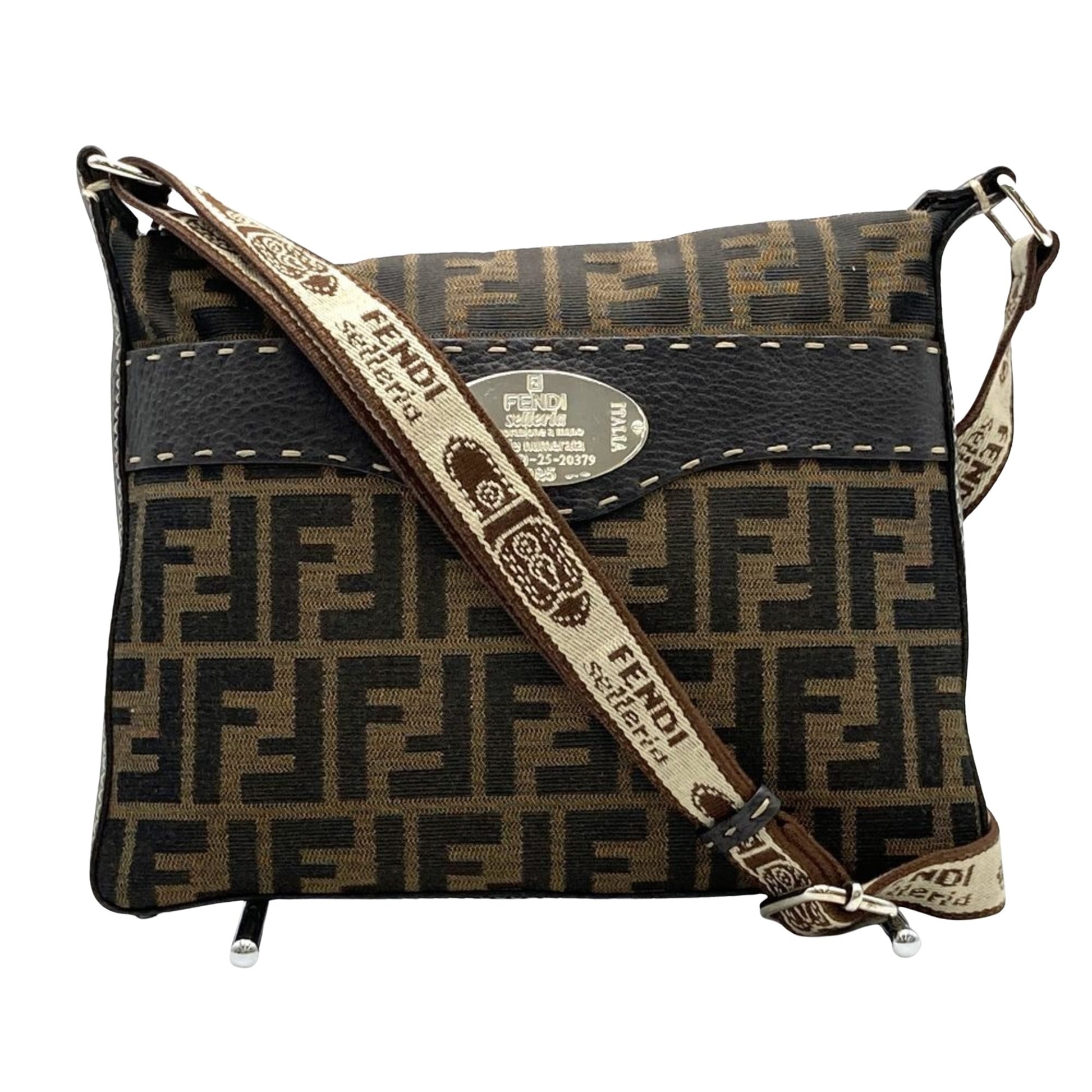 Fendi Selleria, Brown, Canvas, shoulder