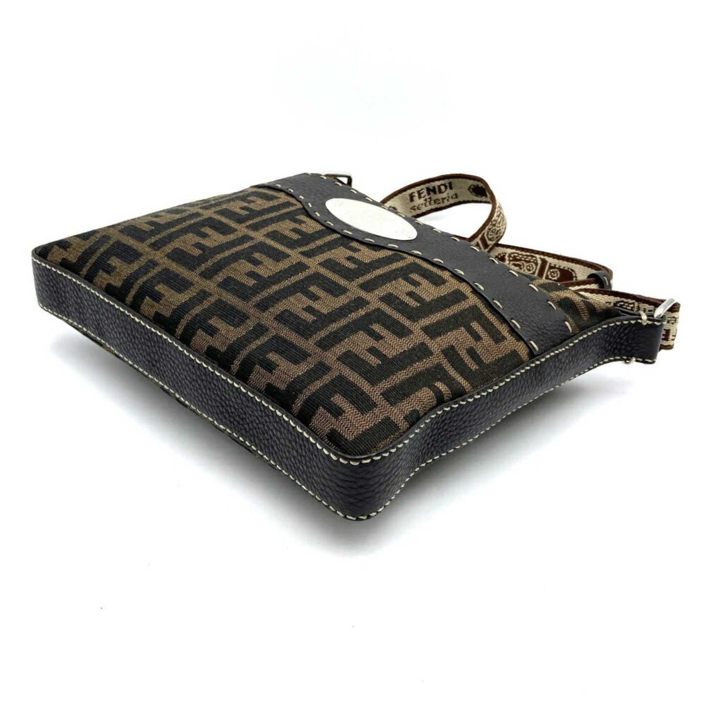 Fendi Selleria, Brown, Canvas, shoulder