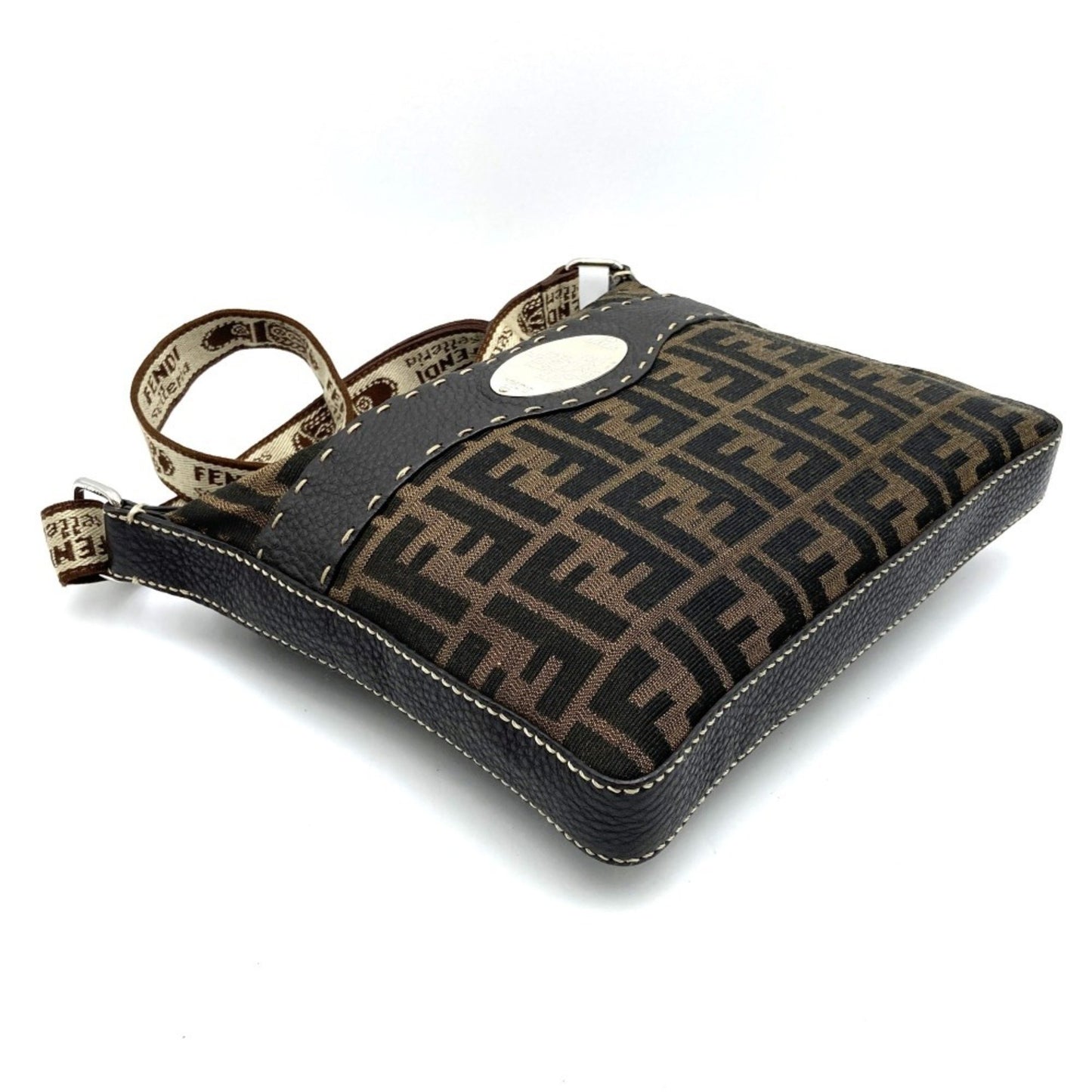 Fendi Selleria, Brown, Canvas, shoulder