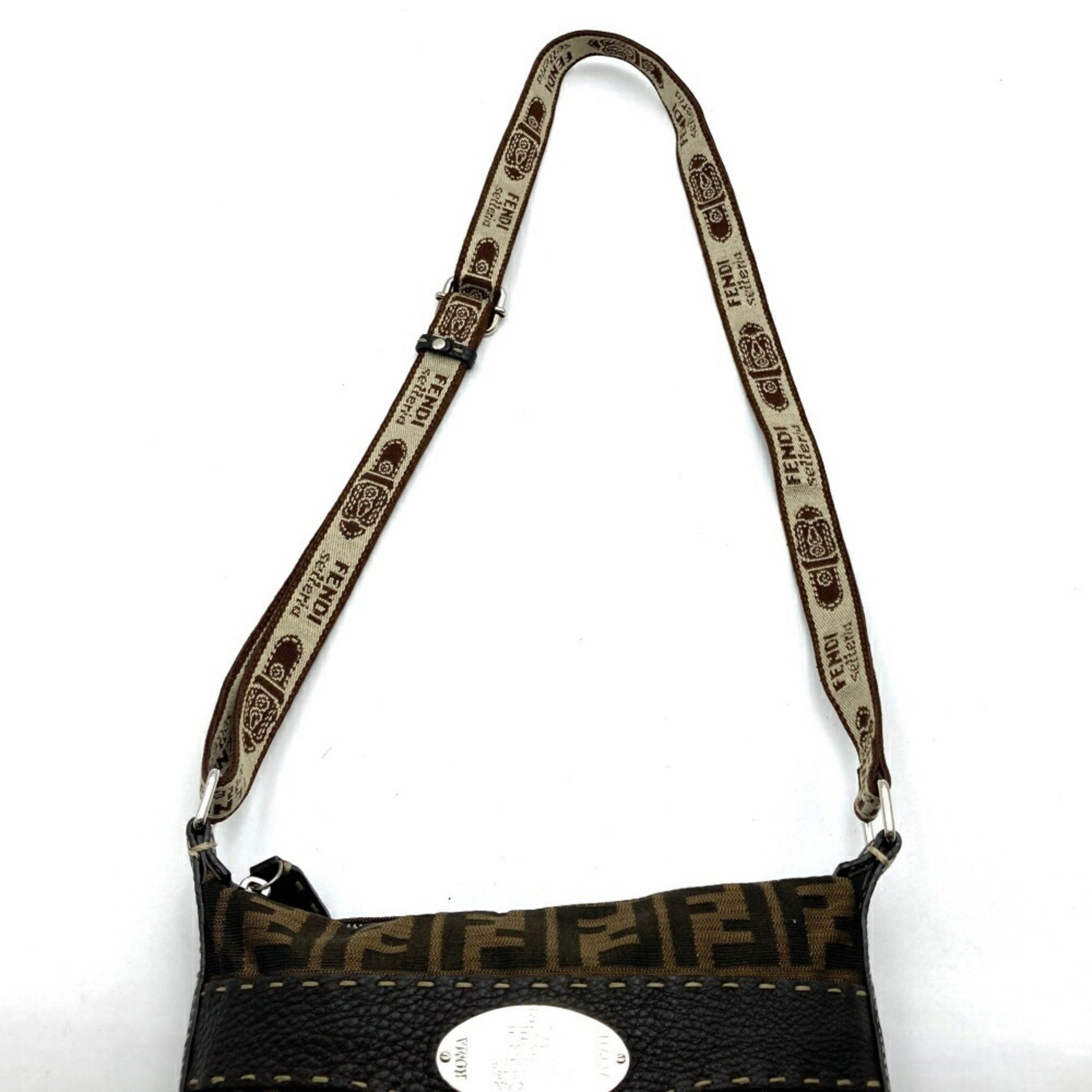 Fendi Selleria, Brown, Canvas, shoulder