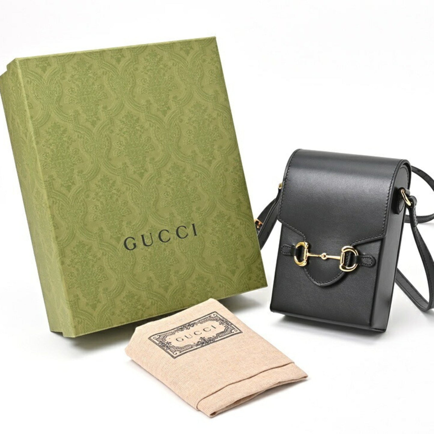 Gucci Horsebit, Black, Leather, shoulder