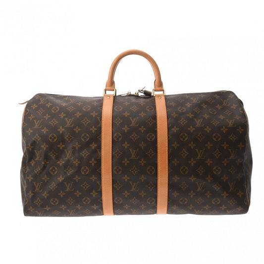 Louis Vuitton Keepall 55, Brown, Canvas, travel