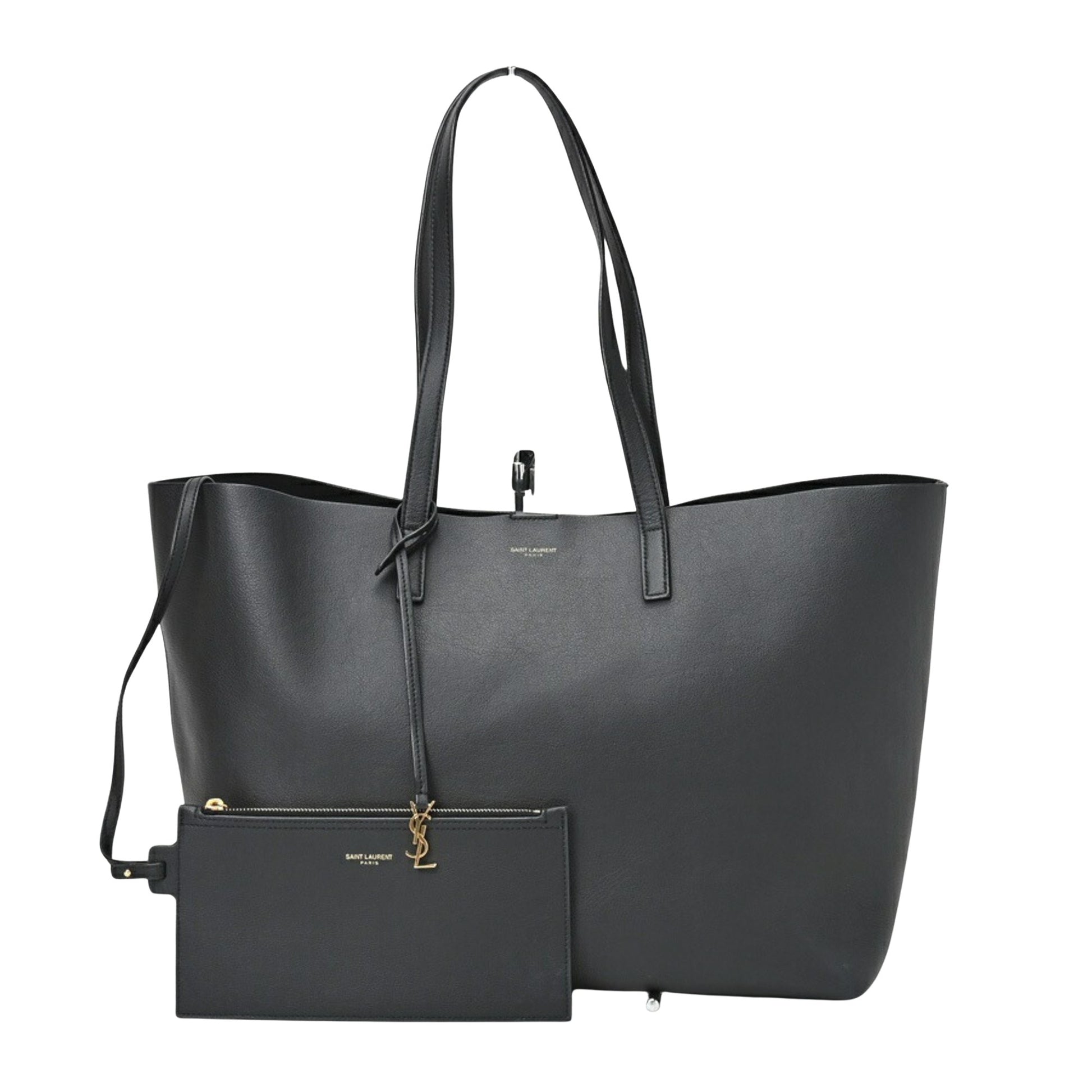 Saint Laurent Shopping, Black, Leather, tote