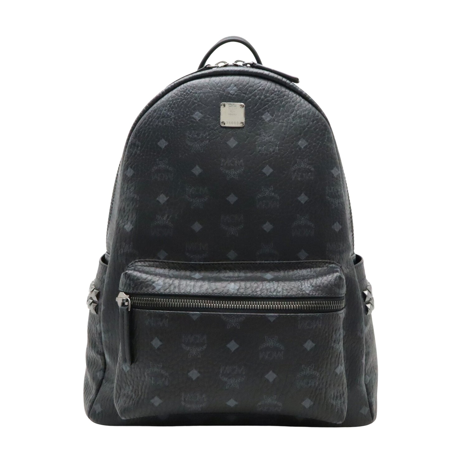 MCM Visetos, Black, Leather, backpack