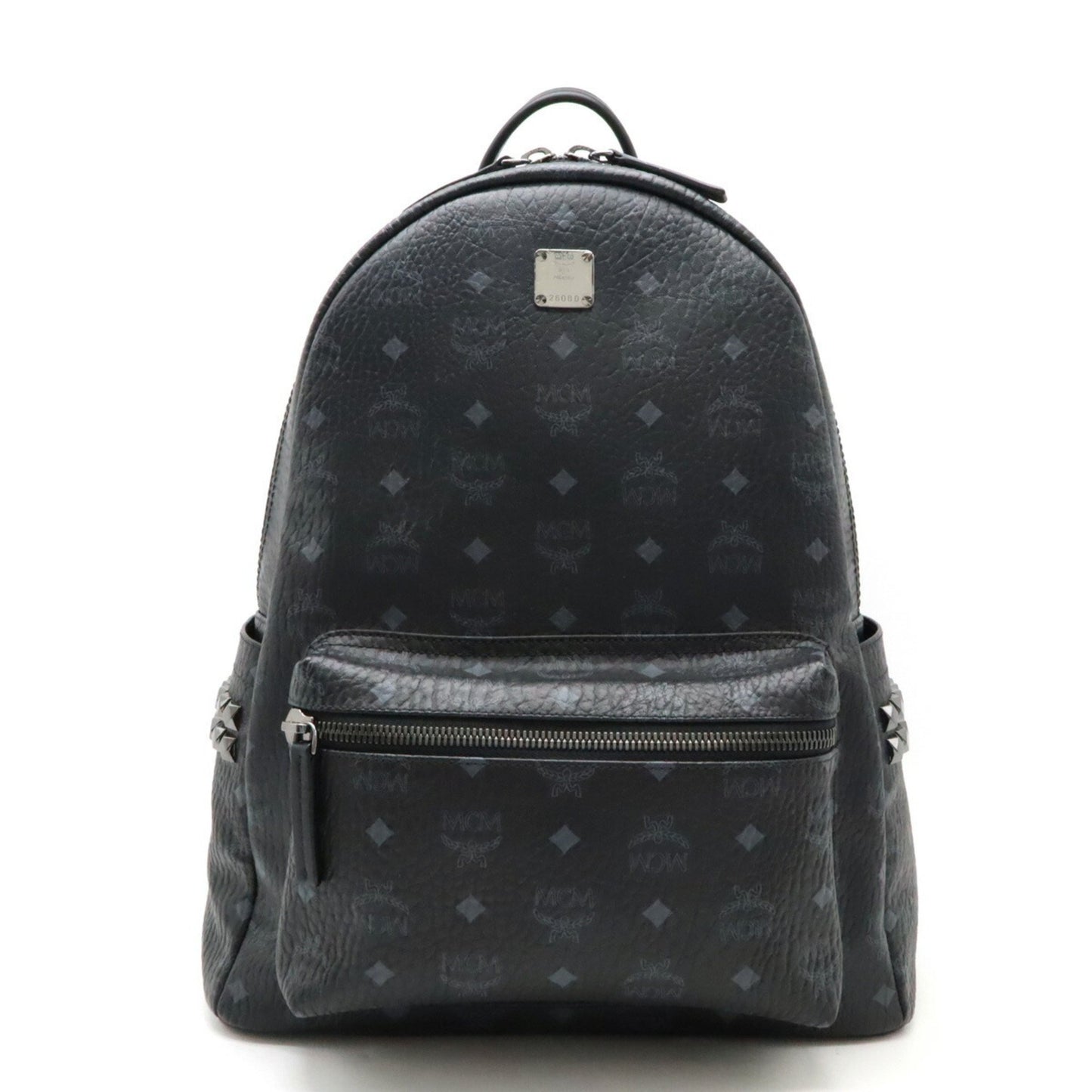 MCM Visetos, Black, Leather, backpack