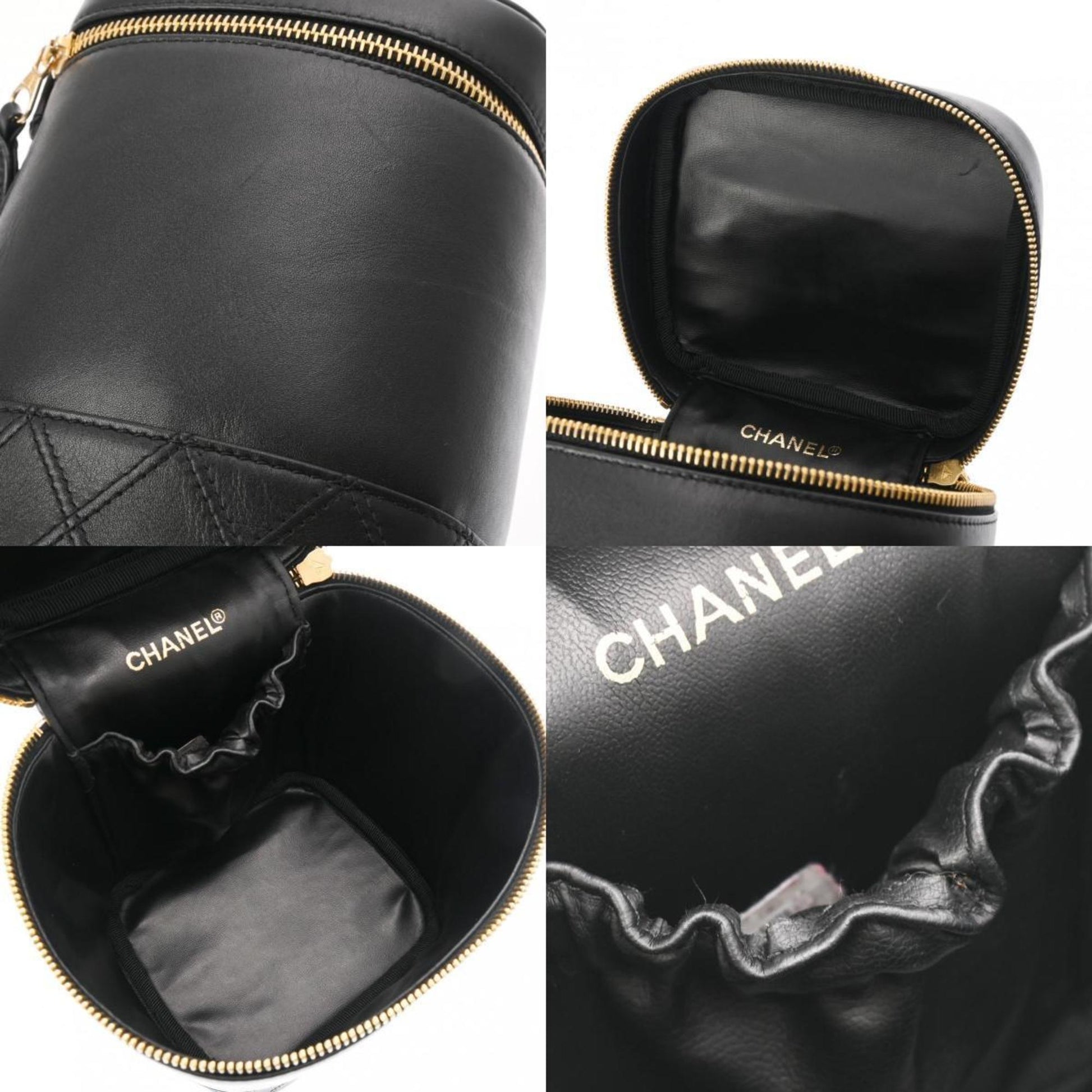 Chanel Vanity, Black, Leather, handbag