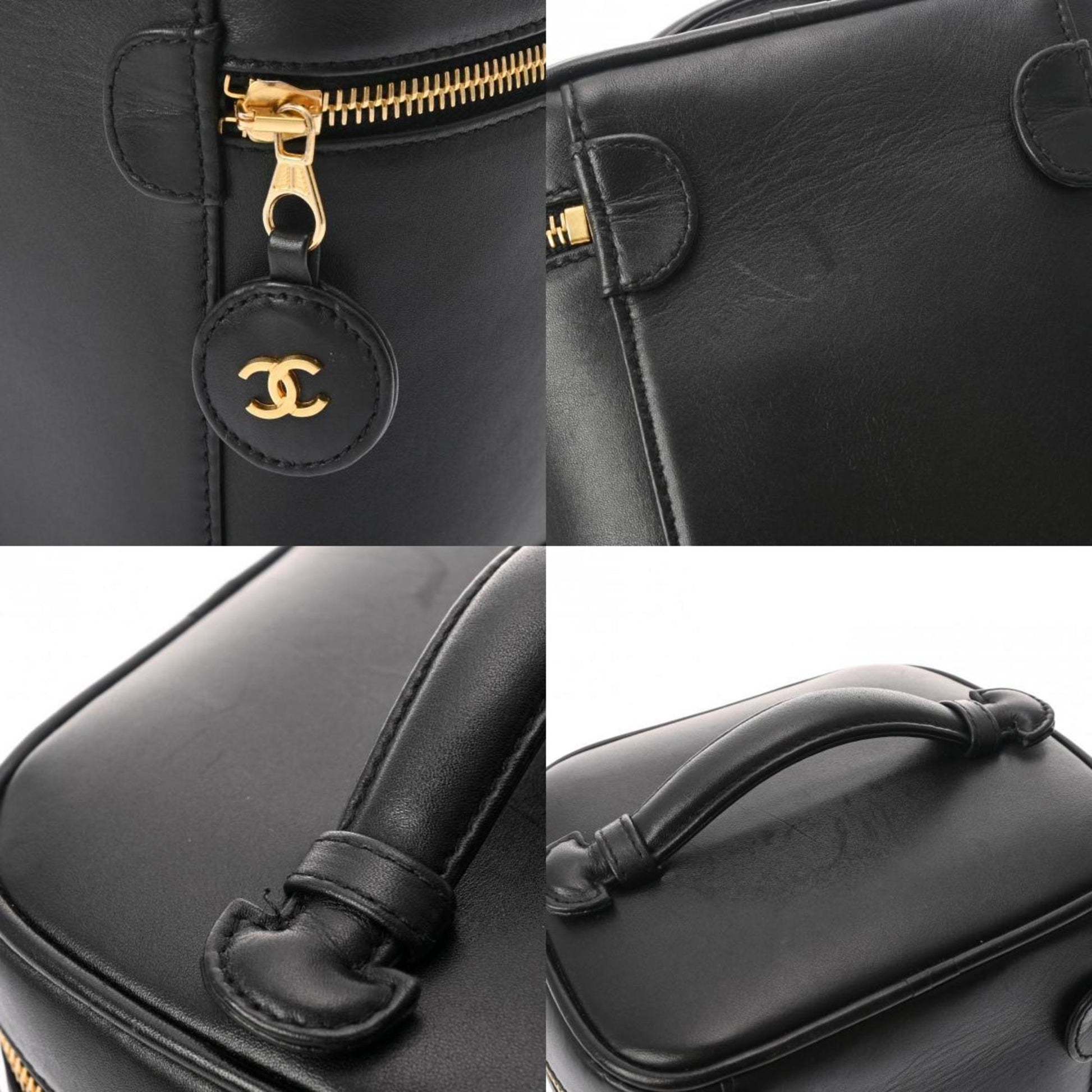 Chanel Vanity, Black, Leather, handbag