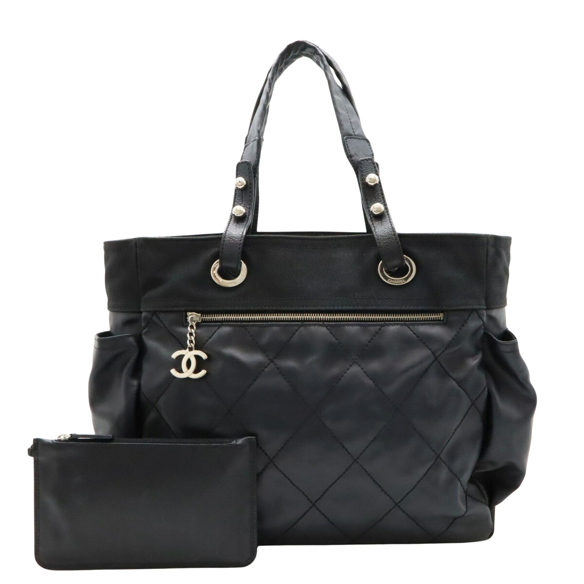 Chanel Paris Biarritz, Black, Leather, tote