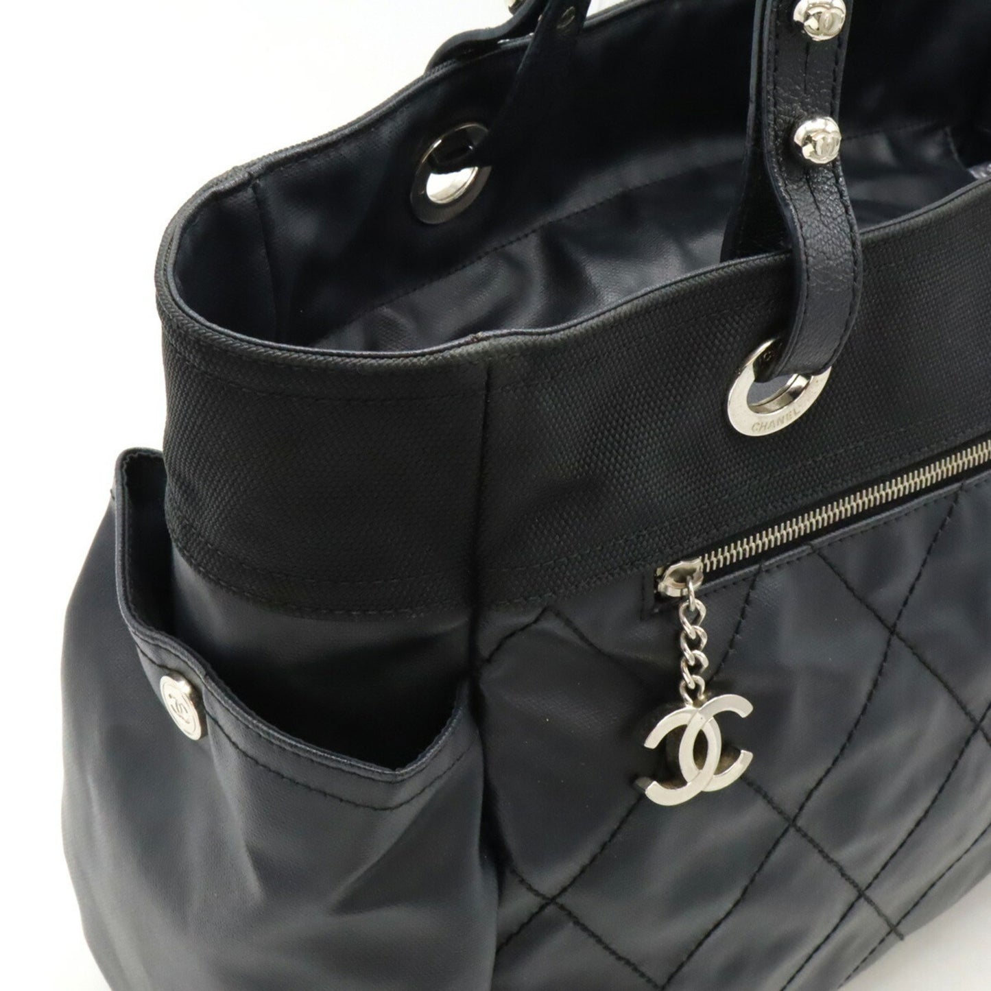 Chanel Paris Biarritz, Black, Leather, tote