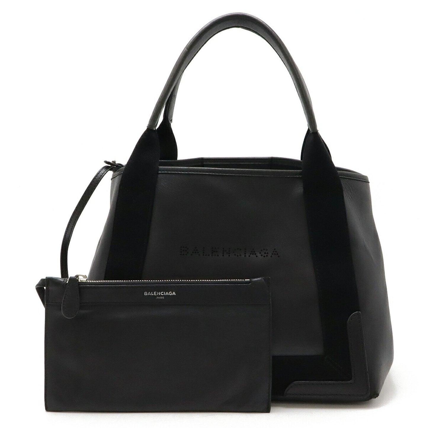 Balenciaga Navy Cabas, Black, Leather, handbag