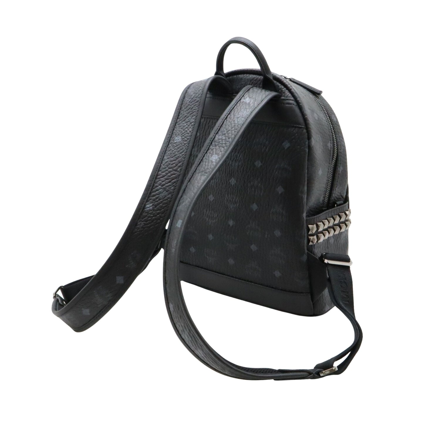 MCM Visetos, Black, Leather, backpack