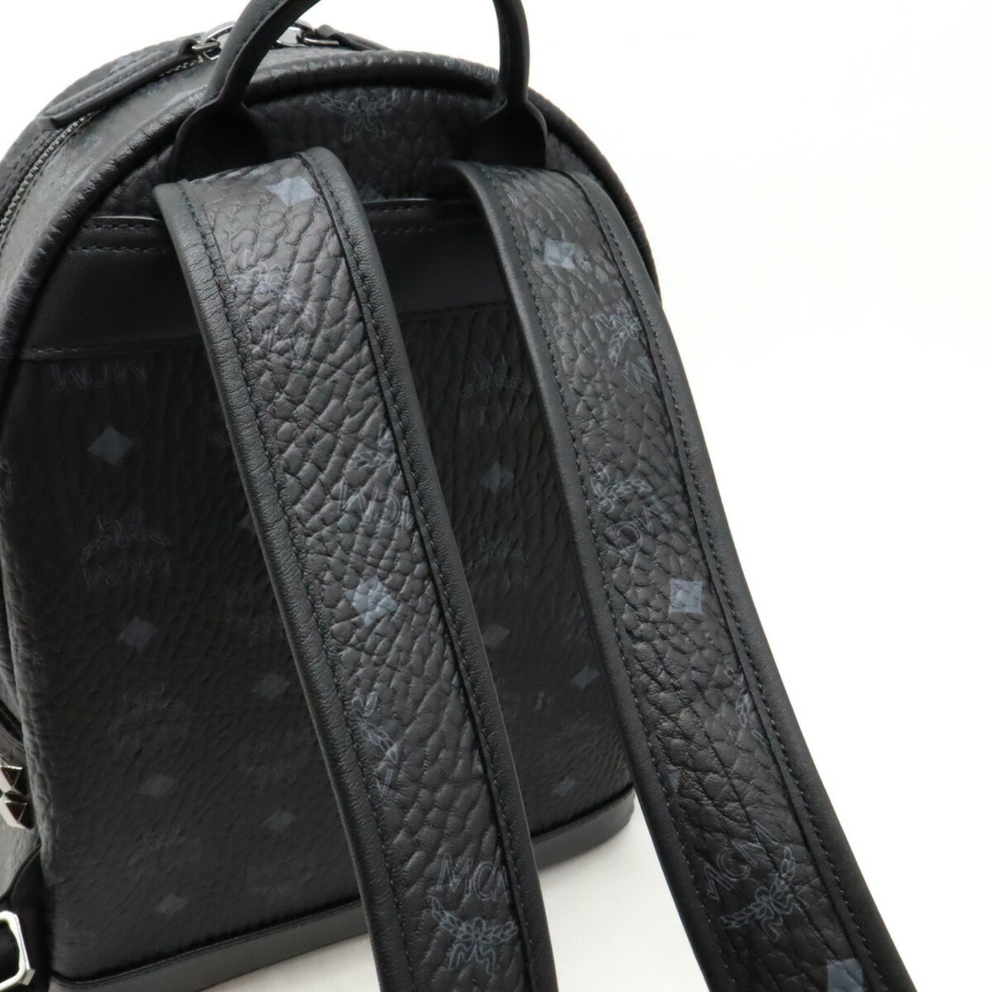 MCM Visetos, Black, Leather, backpack