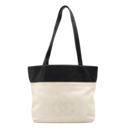 Chanel Coco Mark, White, Leather, tote