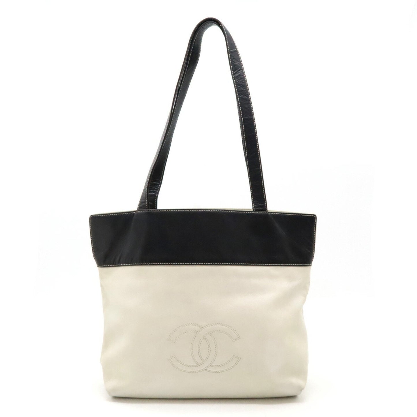 Chanel Coco Mark, White, Leather, tote