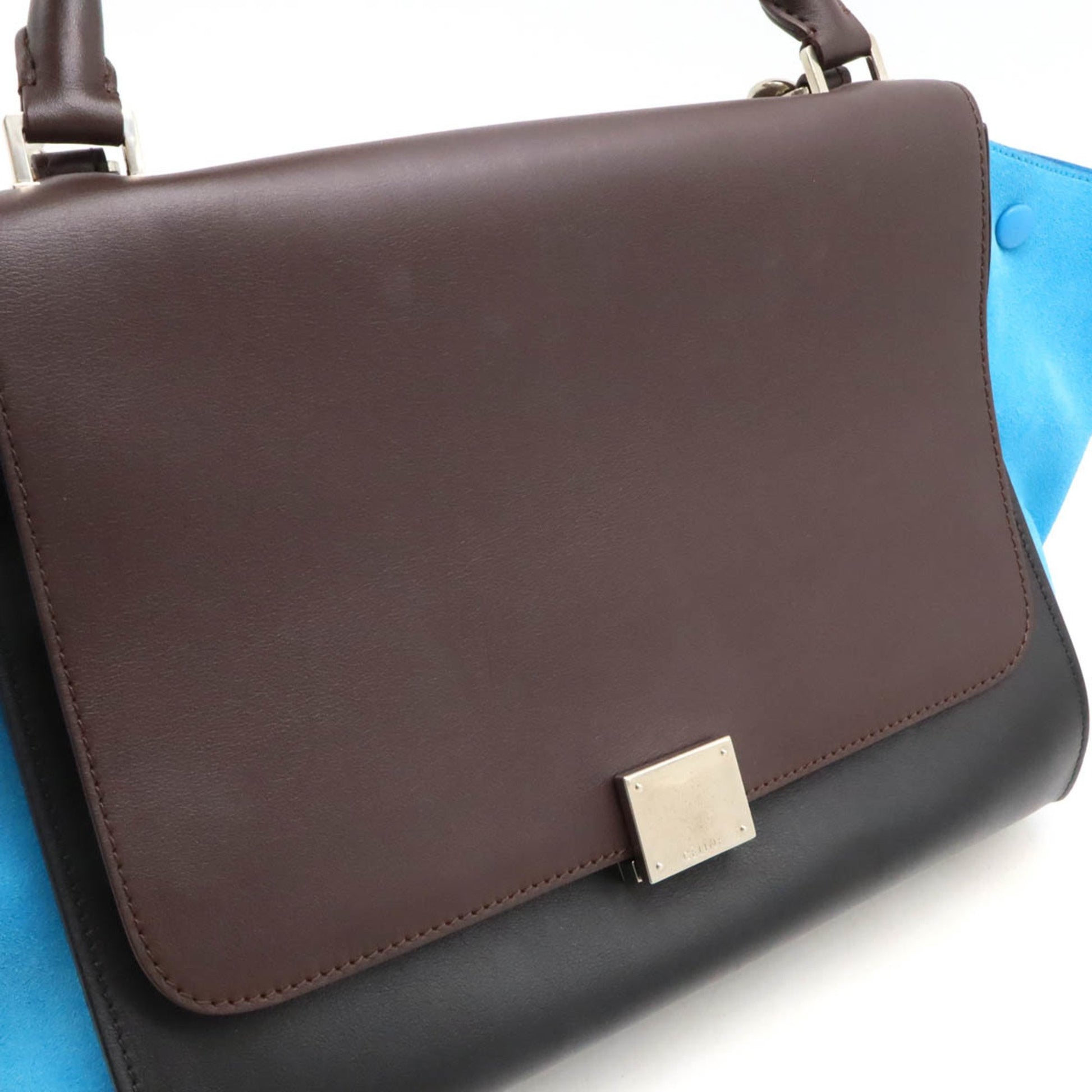 Céline Trapèze, Brown, Leather, handbag