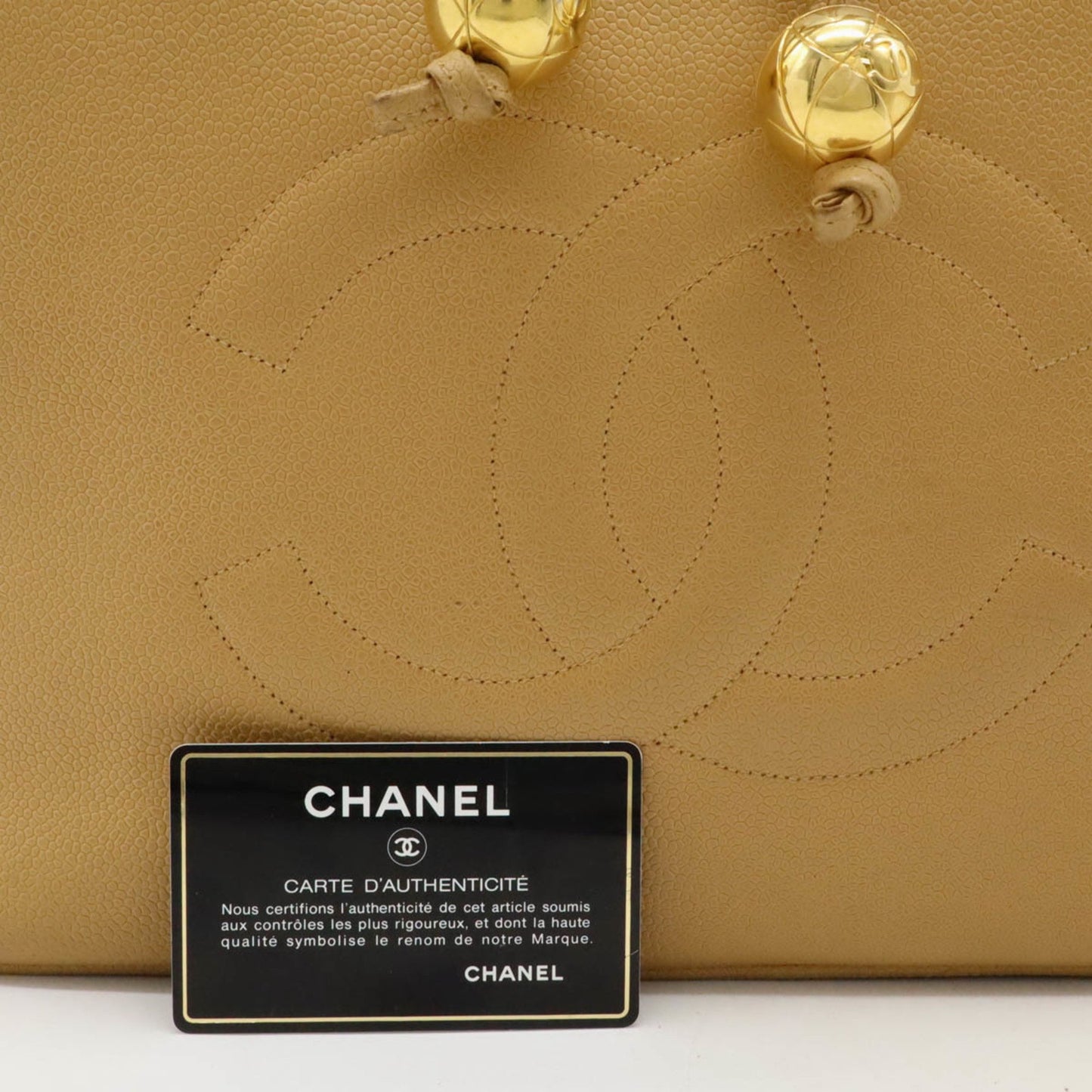 Chanel Coco Mark, Beige, Leather, tote