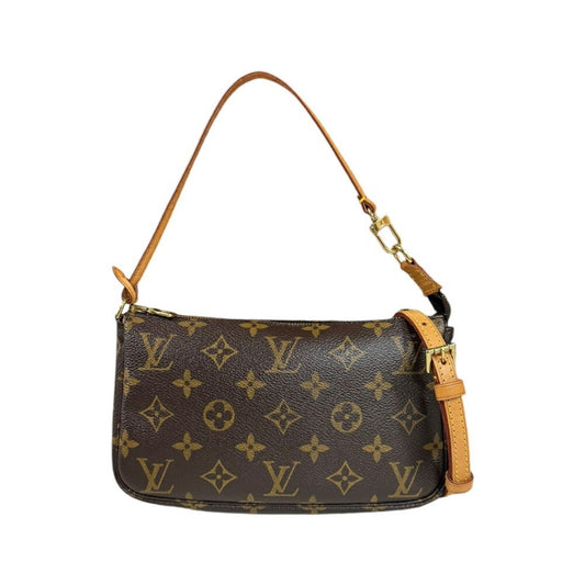 Louis Vuitton Pochette Accessoire, Brown, Canvas, clutch