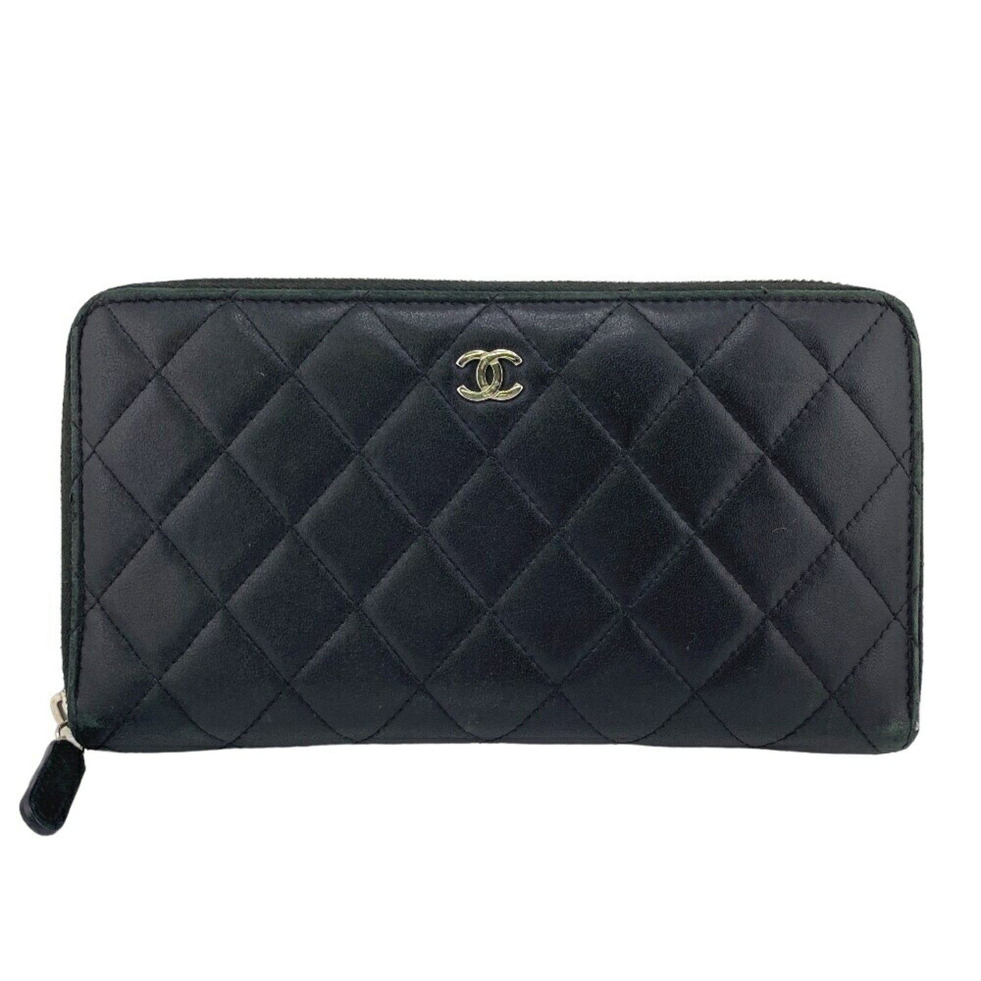 Chanel Zip around wallet, Black, Leather, wallet