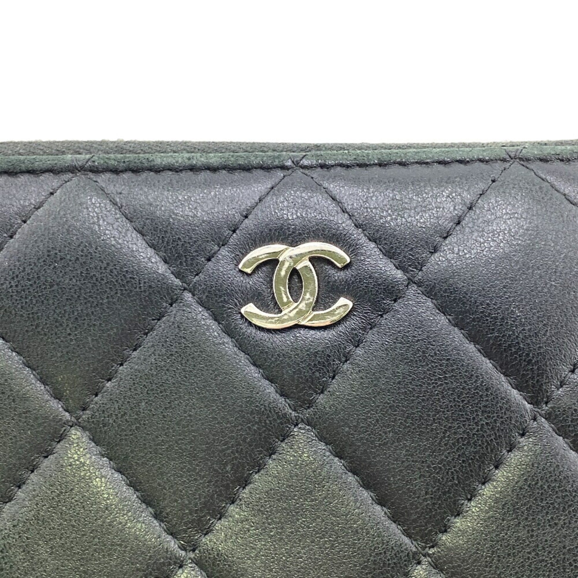 Chanel Zip around wallet, Black, Leather, wallet