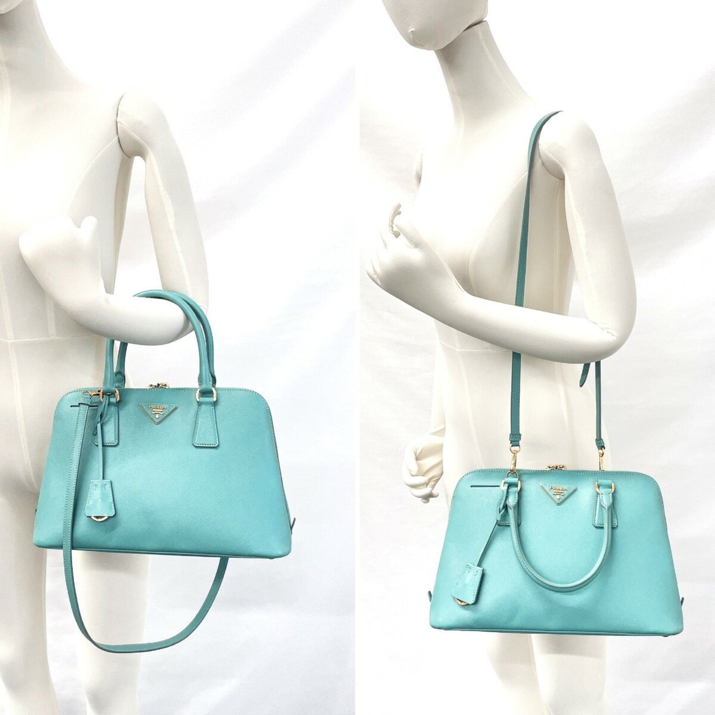 Prada Galleria, Blue, Leather, handbag