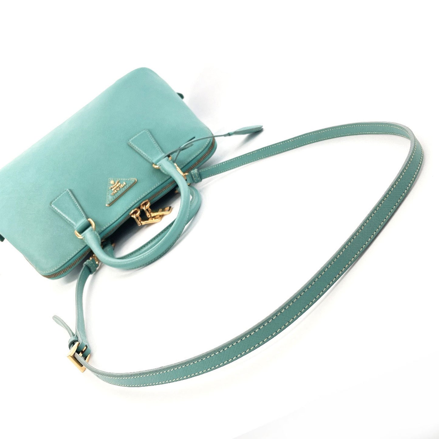 Prada Galleria, Blue, Leather, handbag