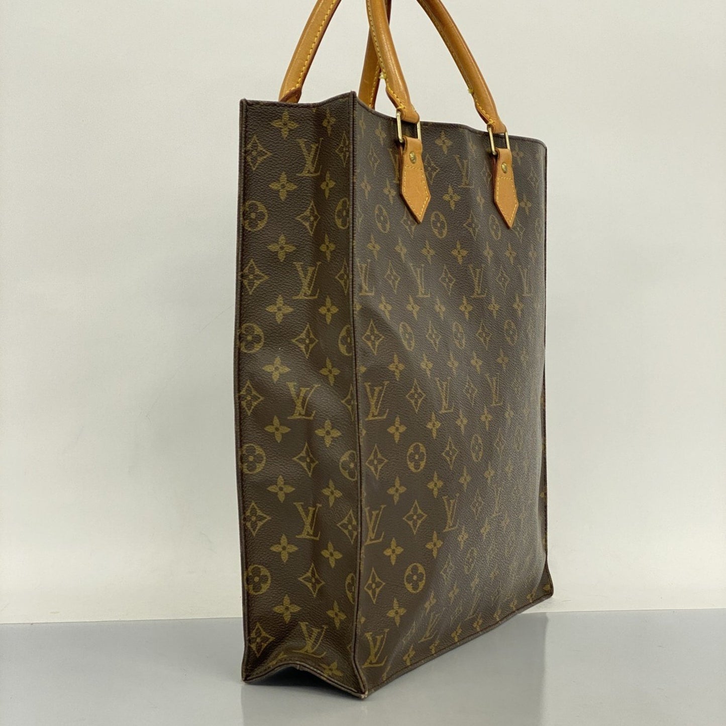 Louis Vuitton Sac Plat, Brown, Canvas, tote