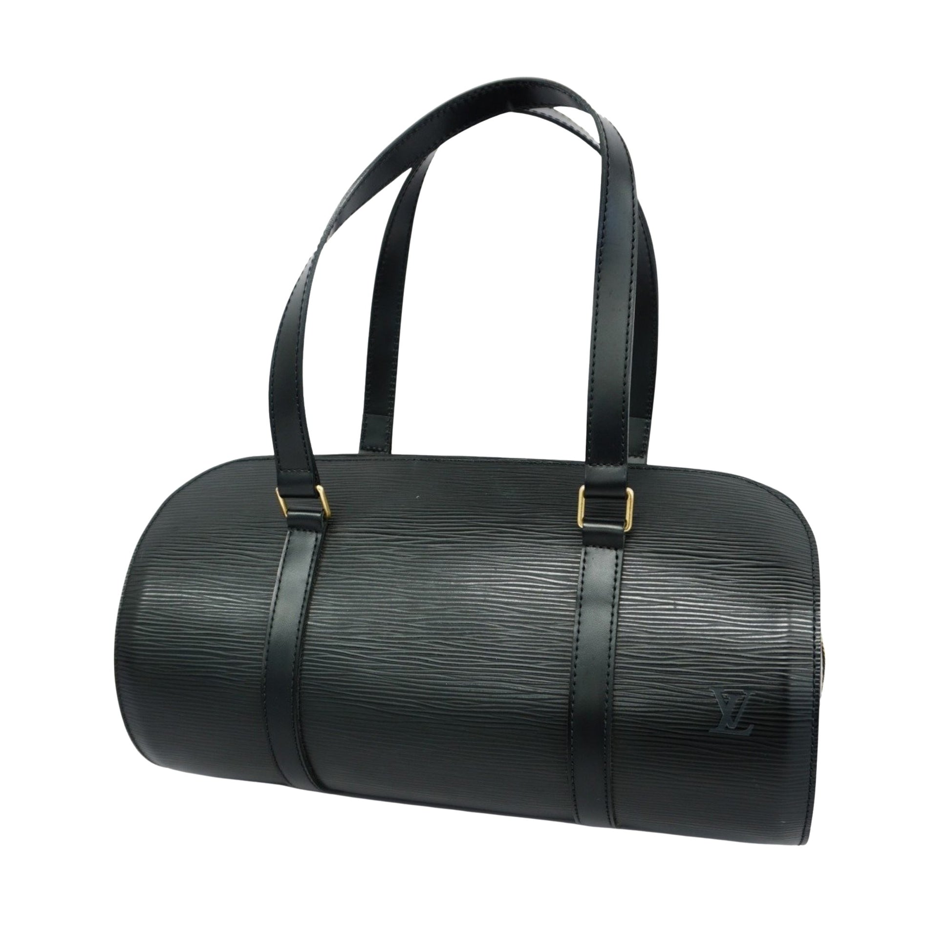 Louis Vuitton Soufflot, Black, Leather, handbag