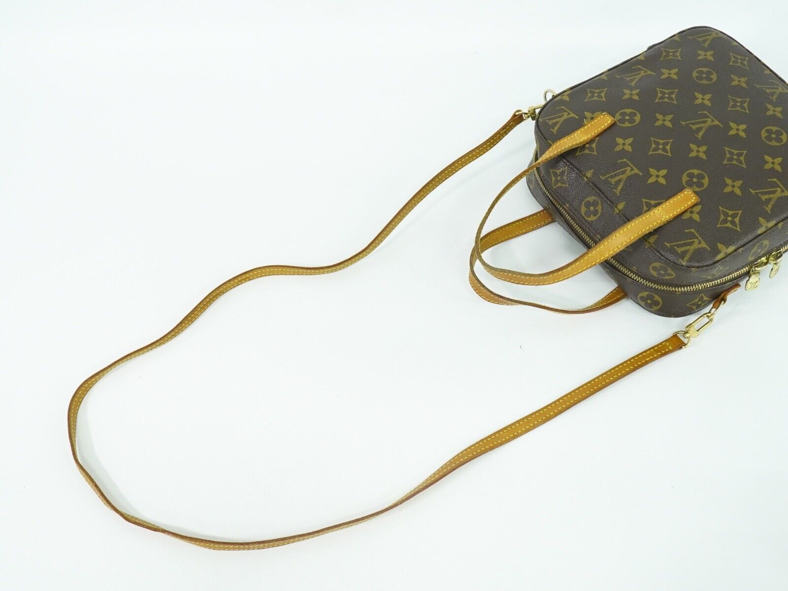 Louis Vuitton Spontini, Brown, Canvas, handbag