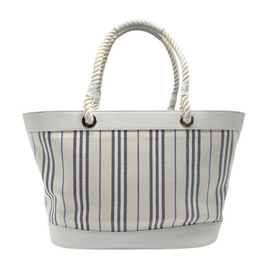 Burberry Stripe, White, Canvas, handbag