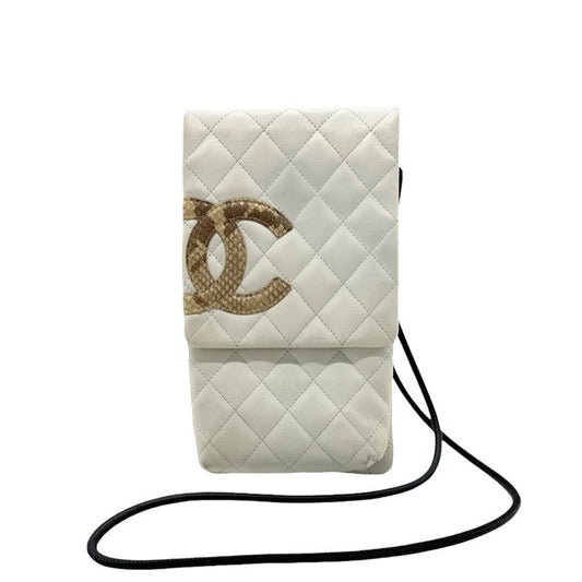 Chanel Cambon, White, Leather, shoulder