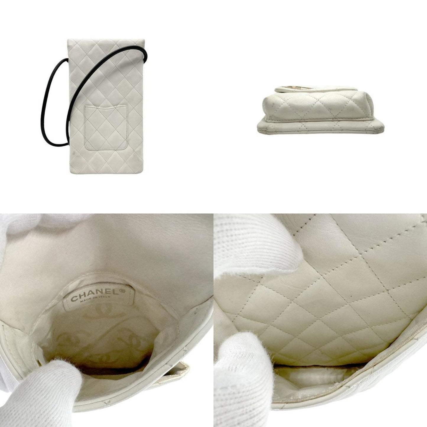 Chanel Cambon, White, Leather, shoulder