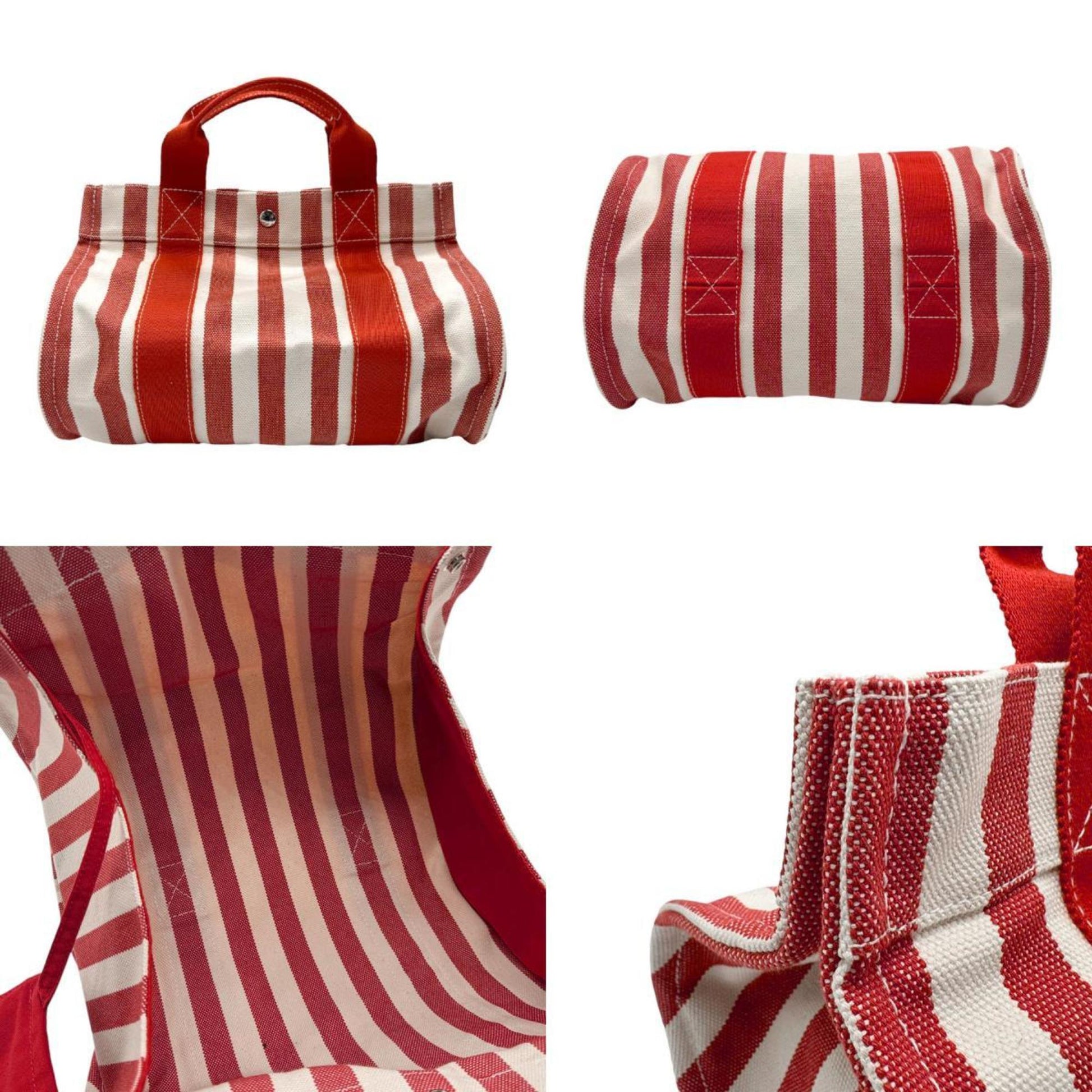 Hermès Cannes, Red, Canvas, handbag