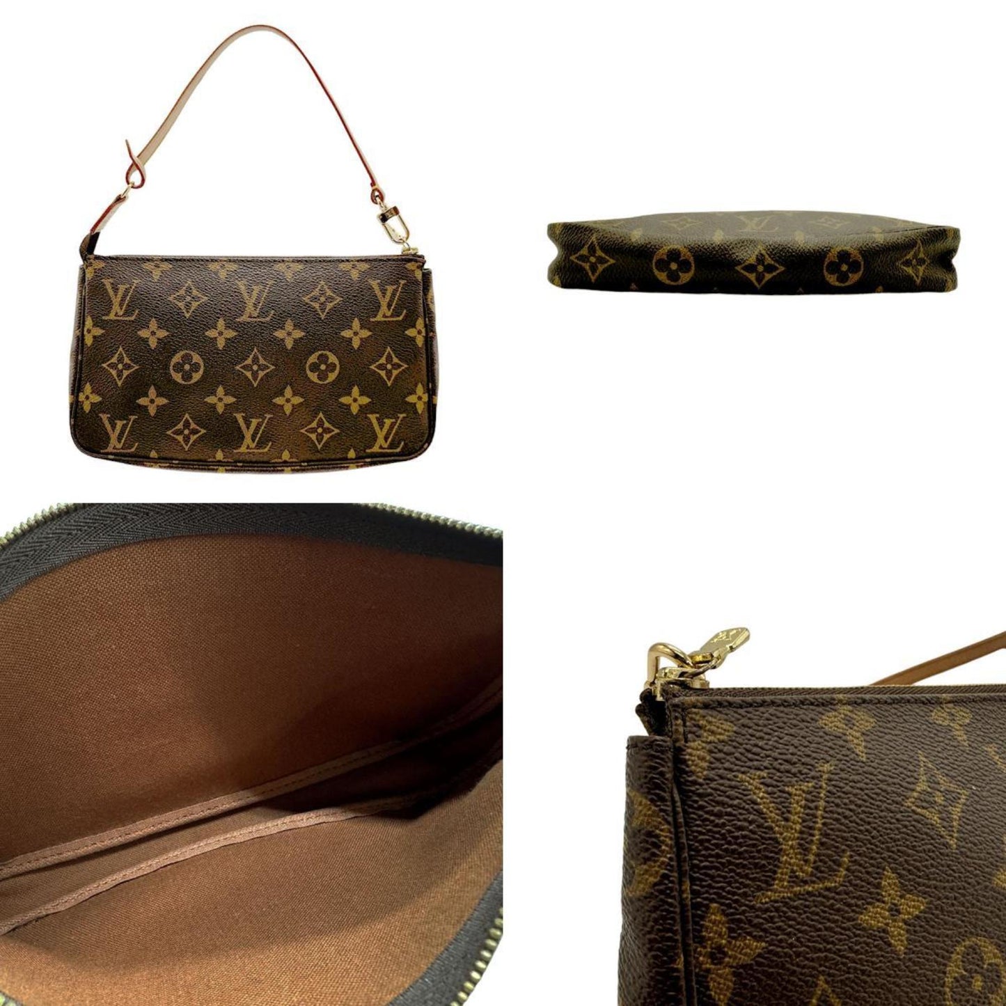 Louis Vuitton Pochette Accessoire, Brown, Canvas, clutch