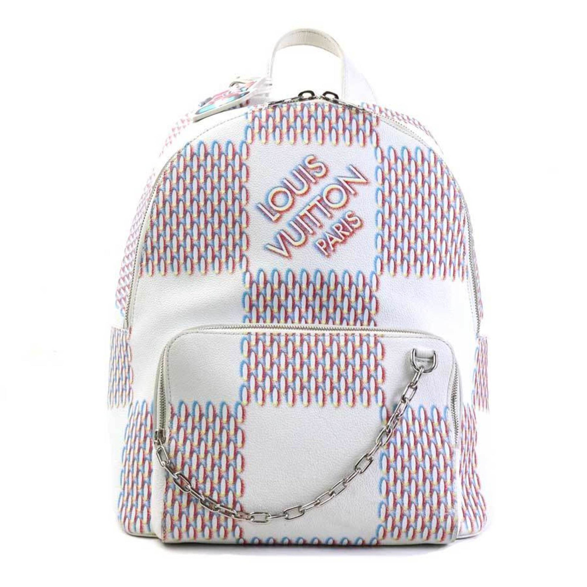 Louis Vuitton Racer, White, Leather, backpack