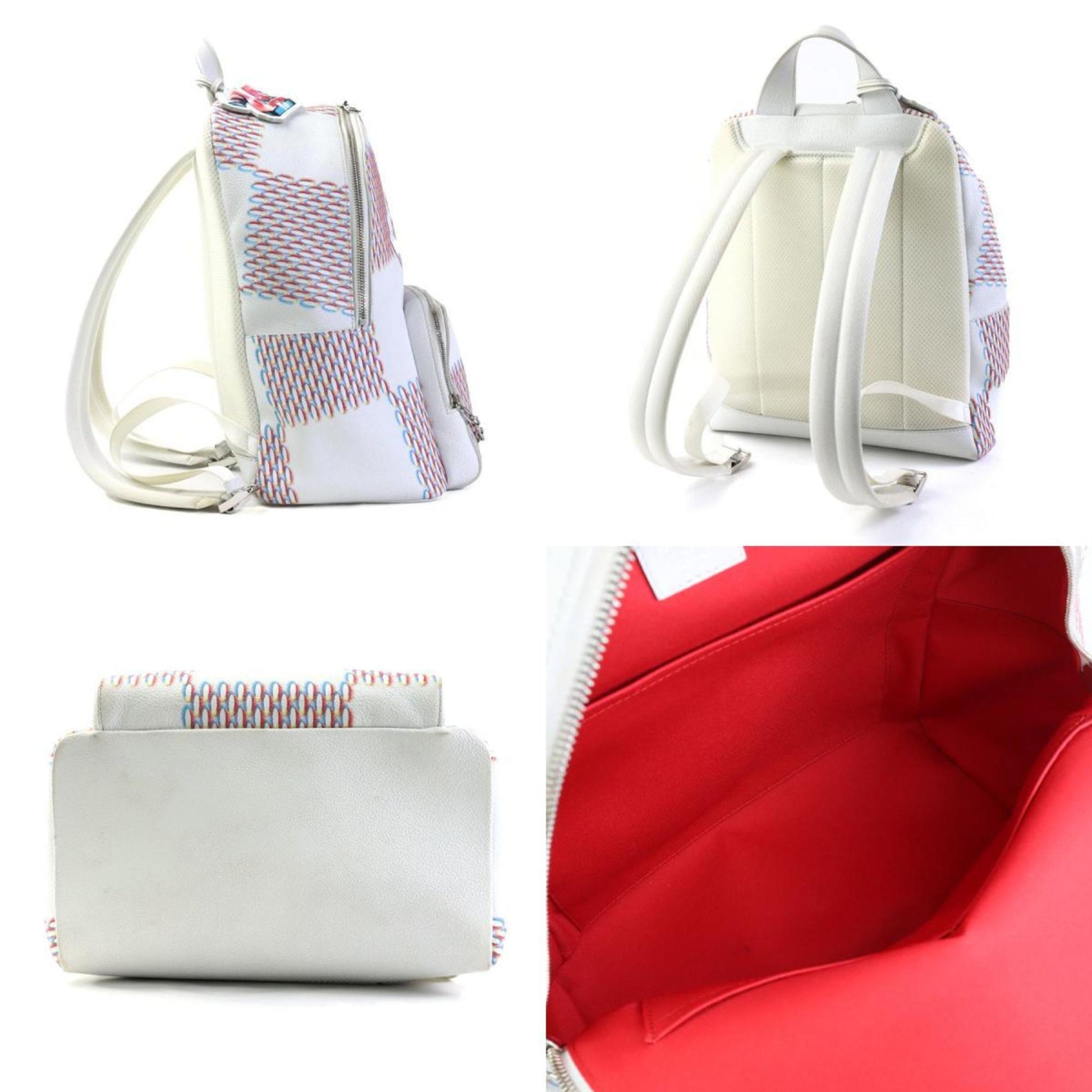 Louis Vuitton Racer, White, Leather, backpack