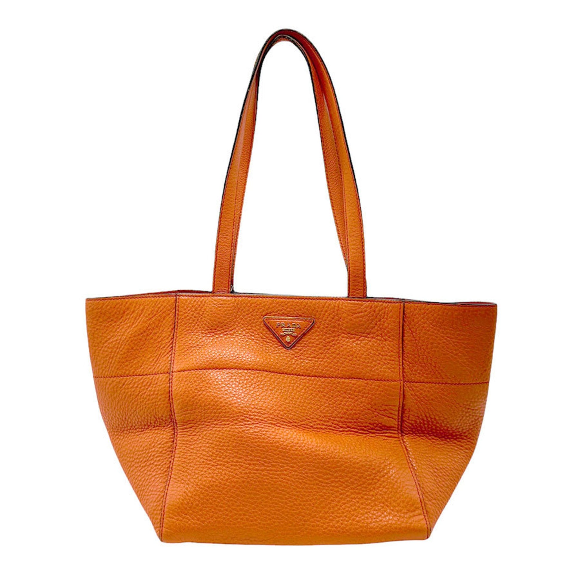 Prada Vitello, Orange, Leather, handbag