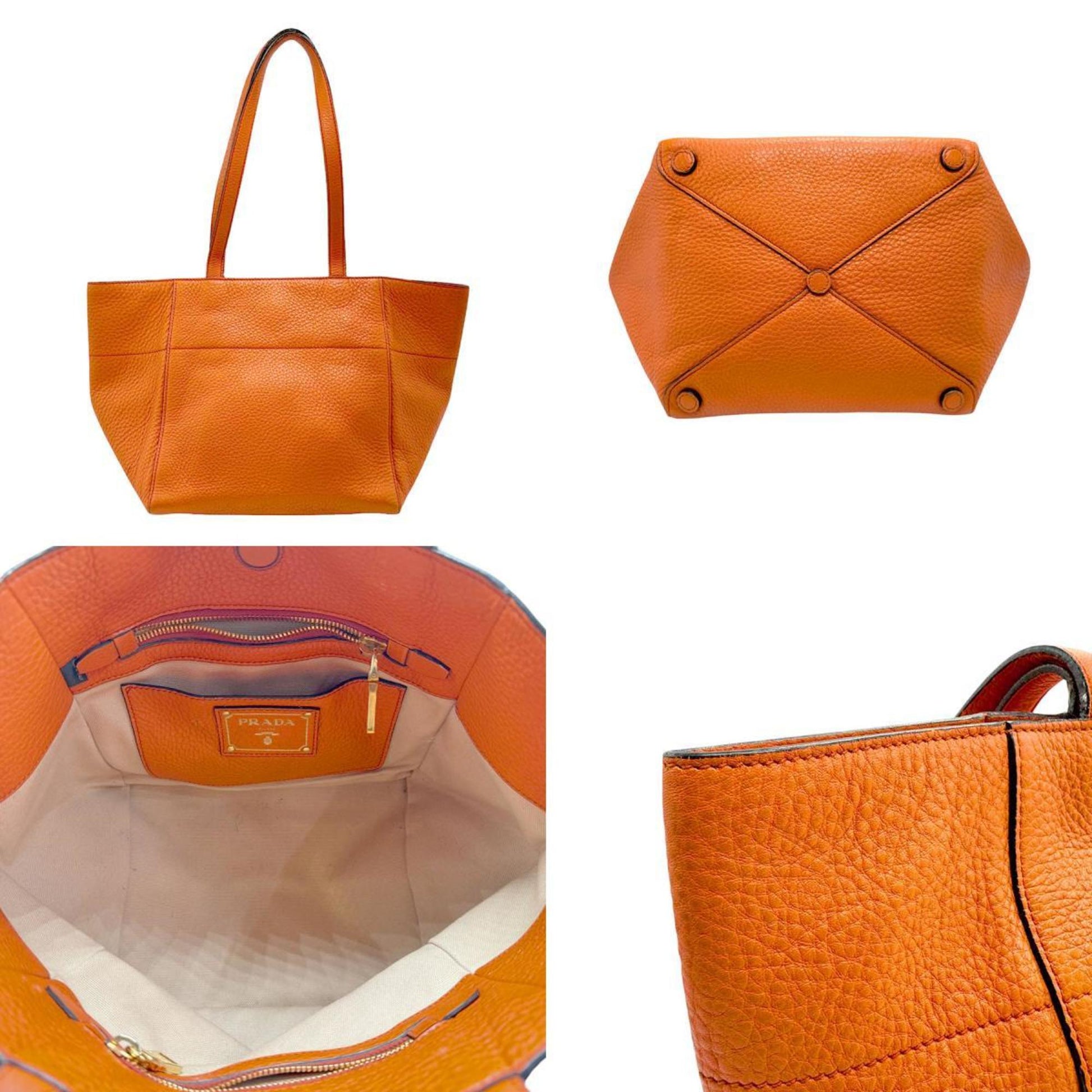 Prada Vitello, Orange, Leather, handbag