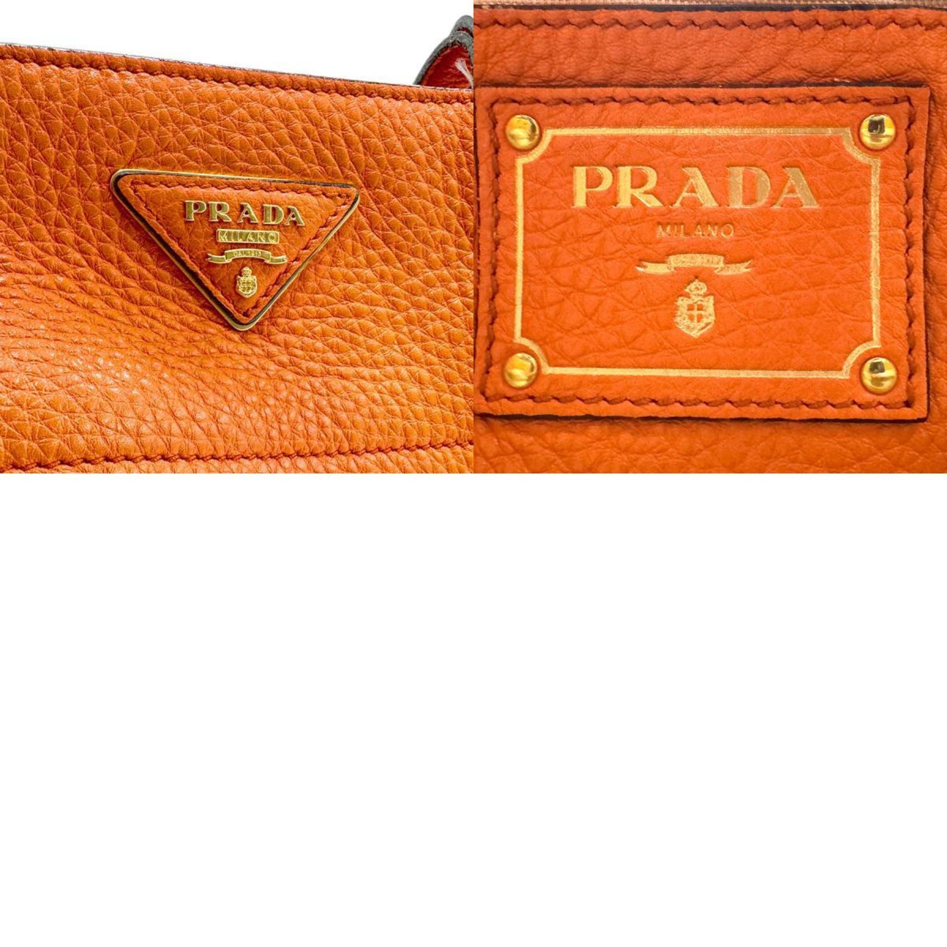 Prada Vitello, Orange, Leather, handbag