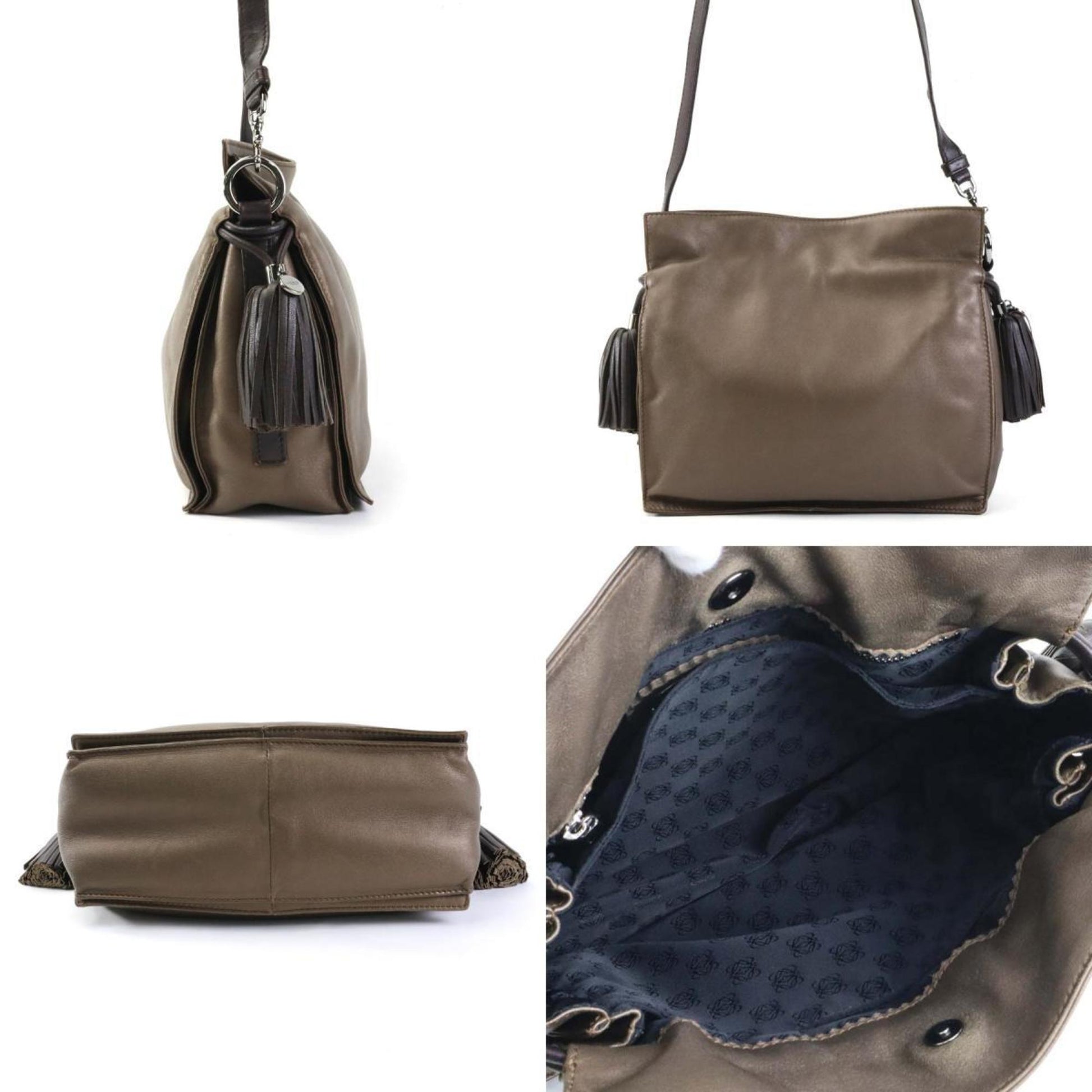 Loewe Flamenco, Brown, Leather, shoulder