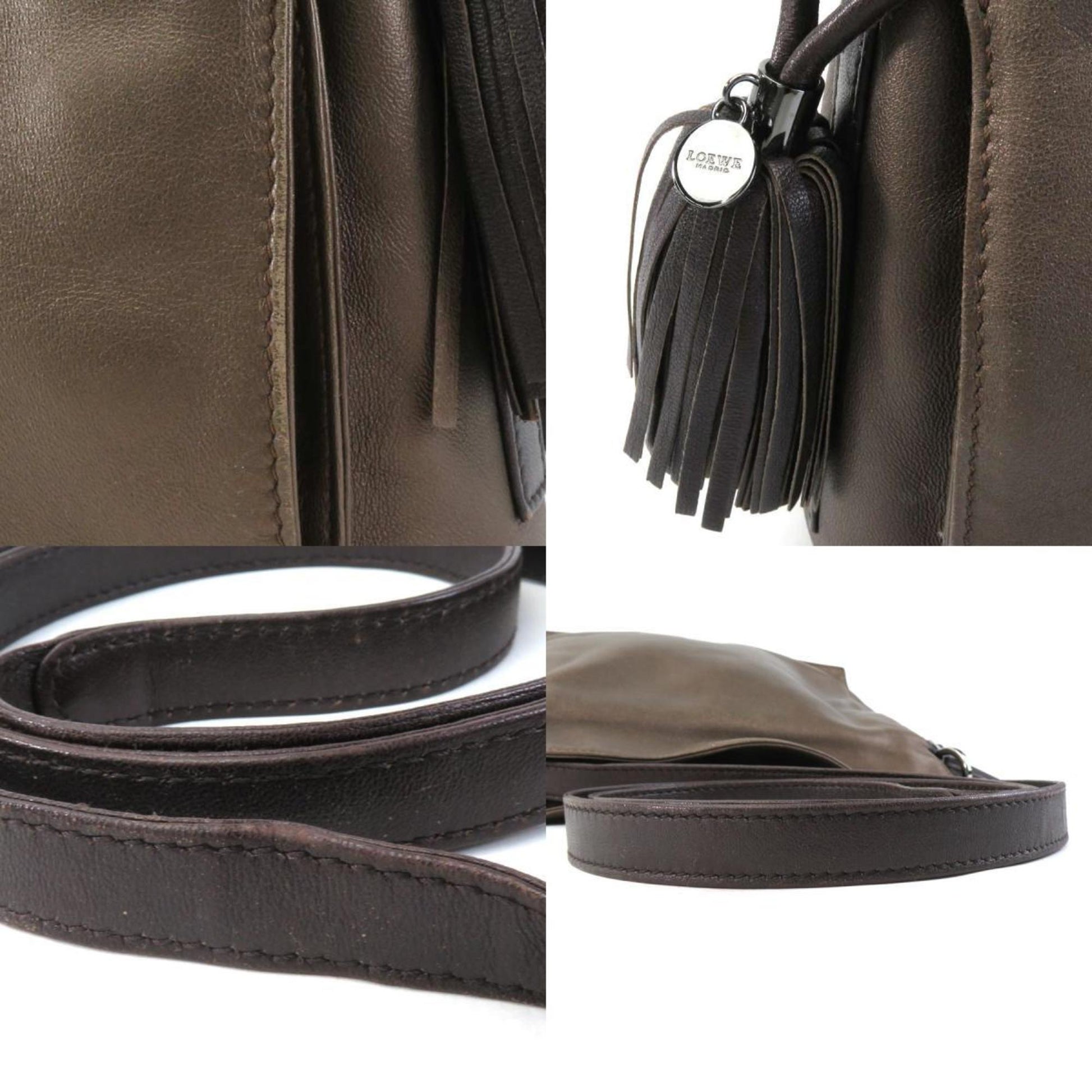 Loewe Flamenco, Brown, Leather, shoulder