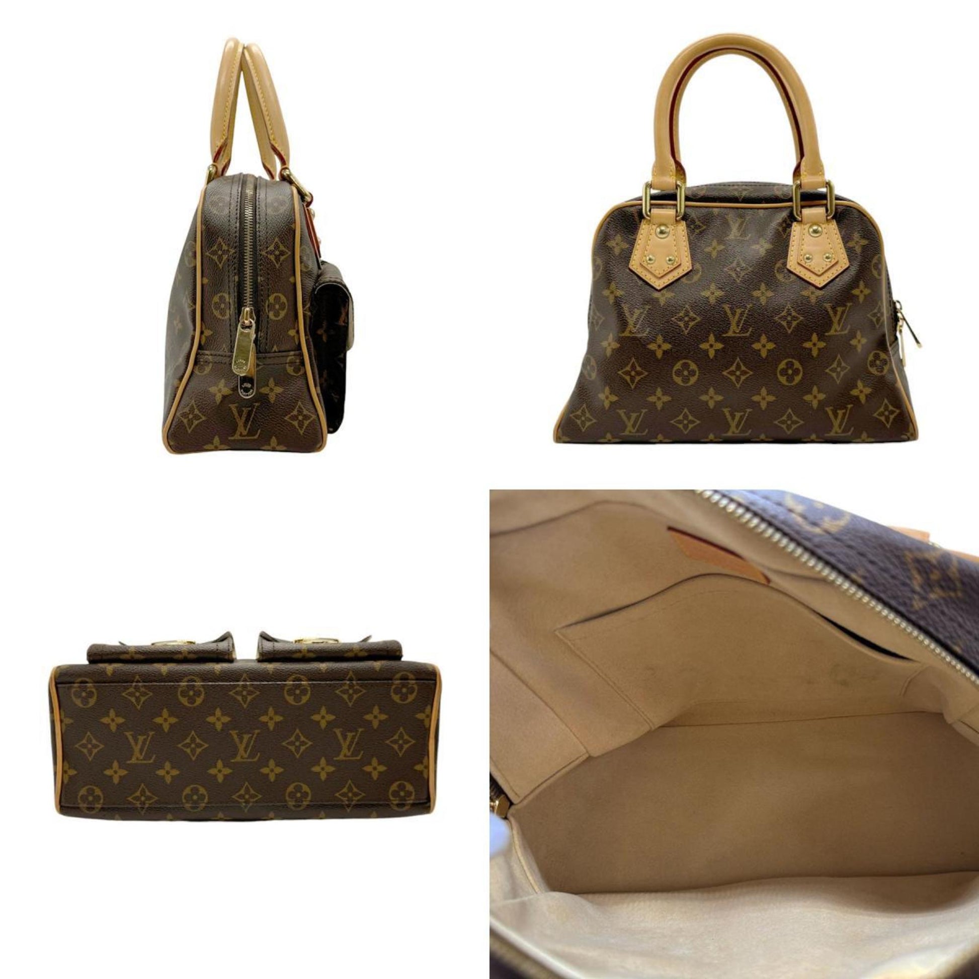 Louis Vuitton Manhattan PM, Brown, Canvas, handbag