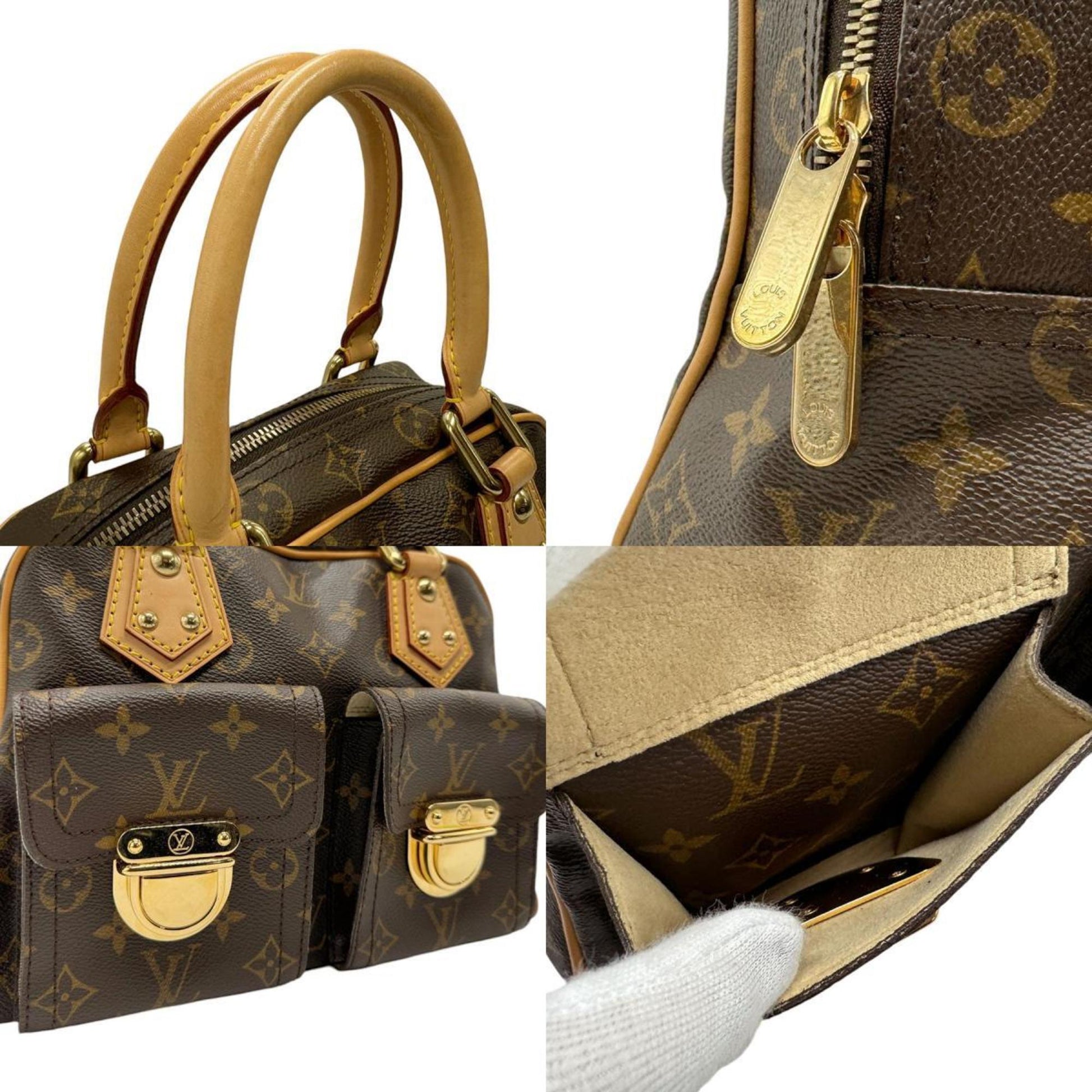 Louis Vuitton Manhattan PM, Brown, Canvas, handbag