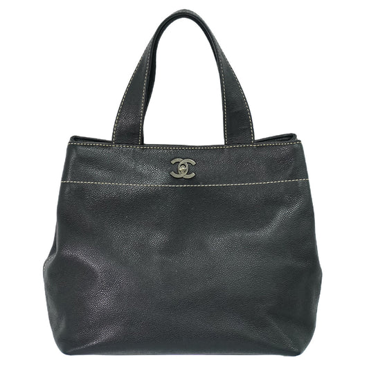 Chanel Cc, Black, Leather, tote